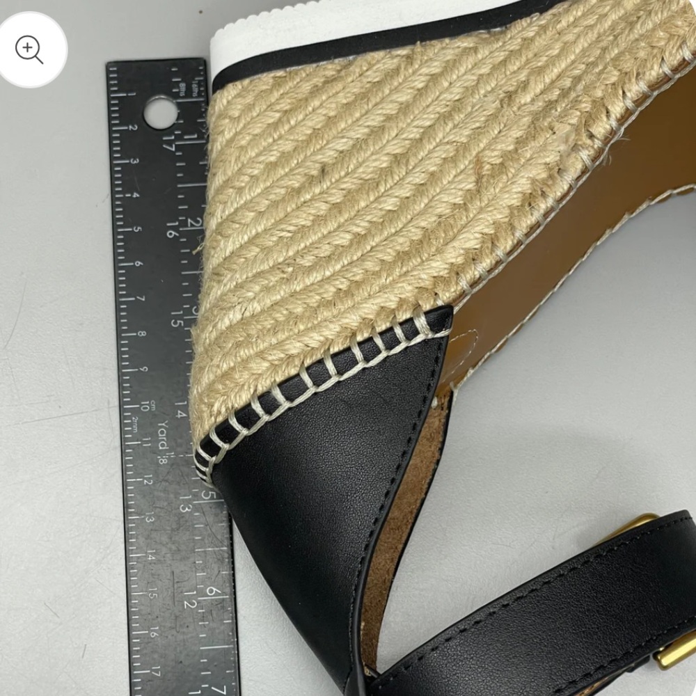SEE BY CHLOÉ Glyn Wedge Espadrilles Black Leather sandals - Picture 8 of 12